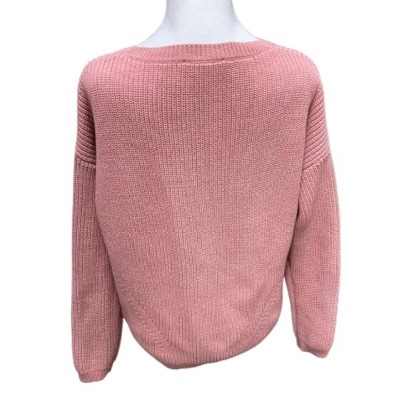 Ann Taylor Cable Knit LS Cotton Blend Crew Neck, Rose Pink Sweater, EUC,sz Large - Picture 3 of 11